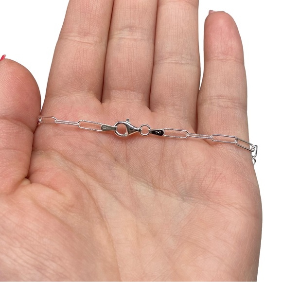 18” Sterling Silver Paperclip Chain Link Necklace Solid 925 Italy Paper Clip - Picture 6 of 9